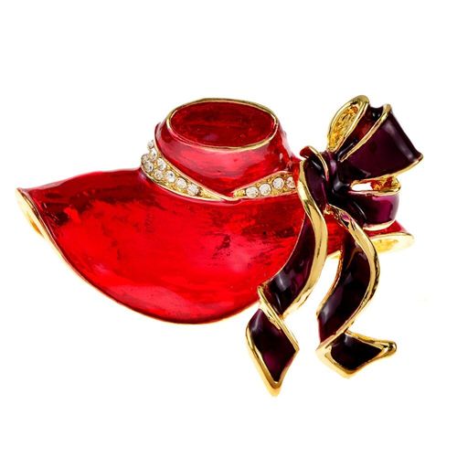 Broche Chapeau Eanmel Rouge, Broche, Ruban Strass, Bijoux Design Vintage, Accessoires Pour Femmes, Haute Qualité