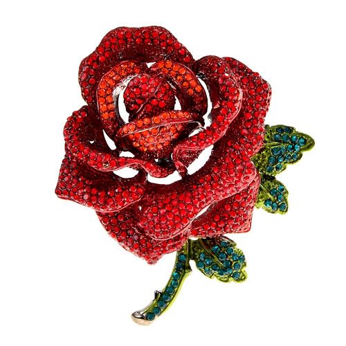 Broche De Luxe Avec Strass, Grande Broche Rose, Pour Bouquet De Fleurs De Saint-Valentin, Corsage, Accessoires D'hiver, Bijoux, Bon Cadeau