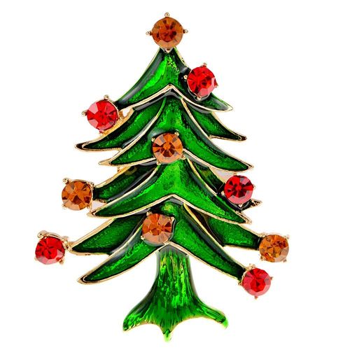 Broches D'arbre De Noël Pour Femmes Et Hommes, 2 Couleurs, Strass, Émail Vert, Plante, Cadeaux De Nouvel An