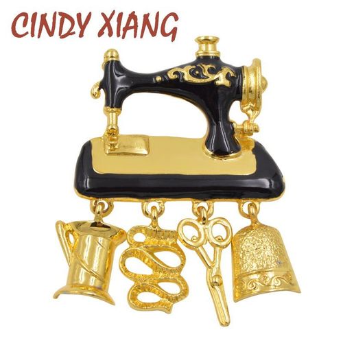 Broches Pour Machine À Coudre En Émail Noir Pour Femmes, Jolie Broche, Couleur Or, Cadeau Idéal, Nouvelle Collection 2018