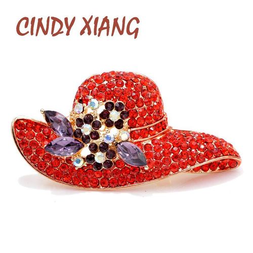 Broche De Chapeau En Strass Pour Femmes, Couleur Rouge, Nouvelle Mode D'hiver, Corsage Manteau Pull, Accessoires De Haute Qualité, Nouveau