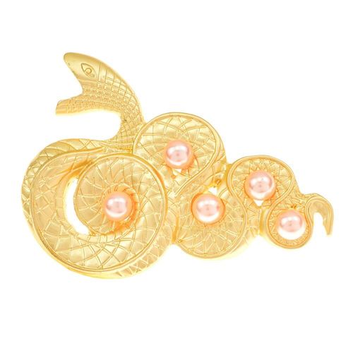 Broches Serpent Vives Créatives Pour Femmes Et Hommes, En Métal, Avec Perles D'animaux Mignons, Pour Fête, Décontractées, Cadeaux Pour Amis