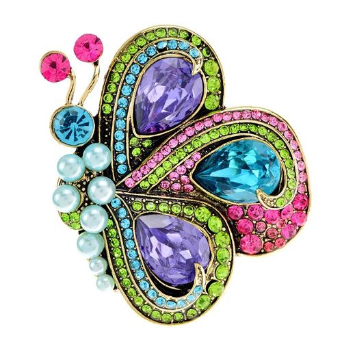 Broches Papillon Pour Femmes, Vintage, Perle, Strass Multicolore, Mignon Insecte, Mariage, Décontracté, Nouveauté