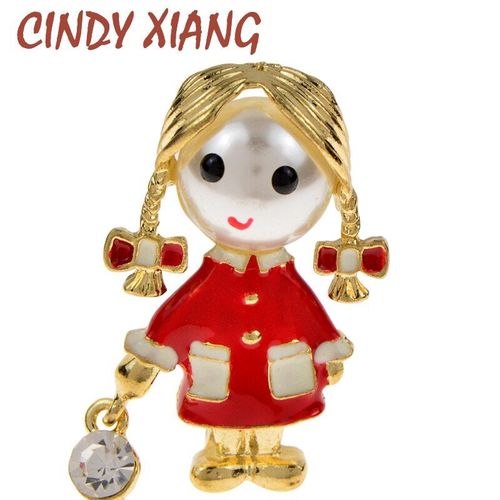 Broches Pour Robe, Petite Fille, En Émail Rouge, Pendentif En Strass, Élégante, Écharpe, Costume, Épingles De Déclaration, Cadeau