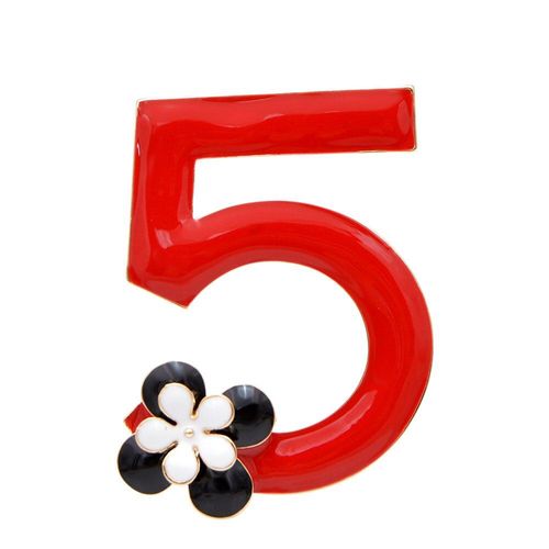 Broche En Émail Rouge Avec Numéro 5 Pour Femme, Bijoux Élégants À La Mode, Nouveau Design, Bon Cadeau