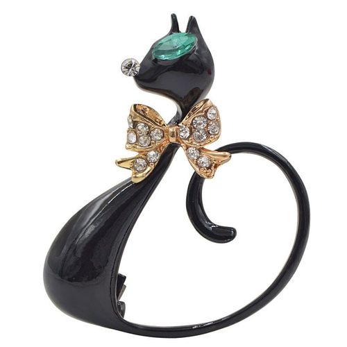Broche Chat Noir À Longue Queue, Broche Unisexe, Élégante, Animal, Bijoux À La Mode, Émail, Manteau, Bijoux, 2017