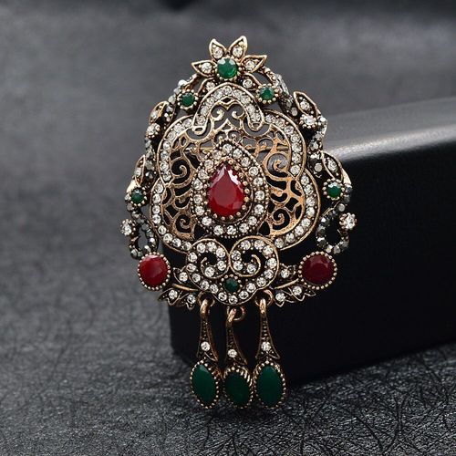 Broche Rétro Ajourée Avec Strass Pour Femmes, Vintage, Mode, Pendentif En Résine, Bijoux, Nouveauté 2020