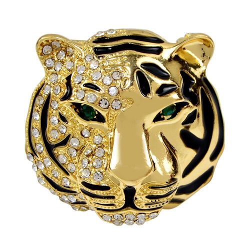 Broche Tête De Tigre En Métal Émaillé Pour Femmes Et Hommes, Broches En Strass, Animal Mignon, Bijoux Cadeau Du Nouvel An