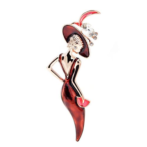 Broche Sexy Pour Femmes, Couleur Vin Rouge, Émail, Grand Chapeau, Bijoux De Fête Pour Filles, Mignonnes, Nouveauté 2018