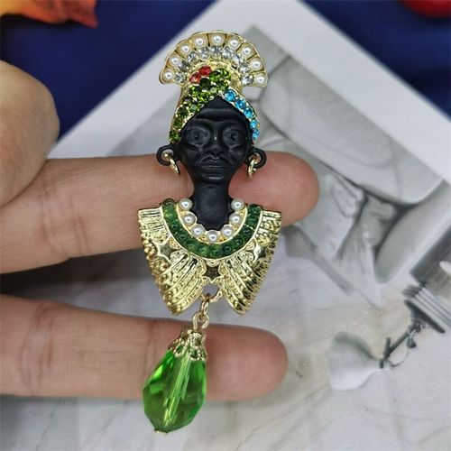Broche Créative En Émail Pour Femmes Noires, Métal Doré, Perle, Cristal, Pendentif, Accessoires De Bijoux, Nouvelle Collection
