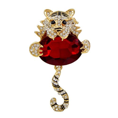 Broche Avec Tigre En Cristal Pour Femmes, Unisexe, Mignon, Animal, Strass, Fête, Bureau, Bijoux Cadeaux