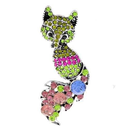 Broches En Renard Strass Pour Femmes Et Hommes, 4 Couleurs Disponibles, Mignon, Animal, Design D'hiver, Manteau, Bijoux, Cadeau