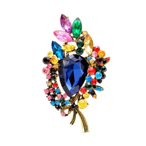 Broche Feuille De Cristal Pour Femmes, Vintage, Grande Fleur, Accessoire Pour Bouquet De Mariage, Bijoux, 6 Couleurs Au Choix