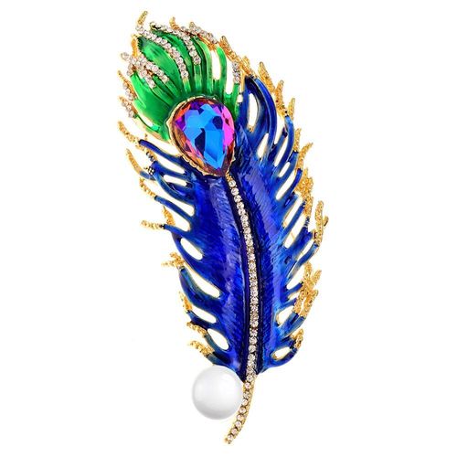 Broche En Cuir Émaillé Pour Femmes Et Hommes, Grande Plante, Strass Et Cristal, Bijoux De Fête