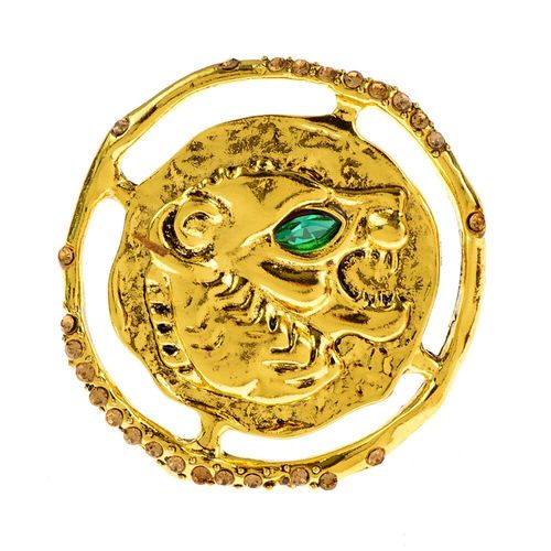 Broche Tête De Tigre En Or Et Argent, Vintage, Broche ¿Il Vert, Animal, Badges Pour Femmes Et Hommes
