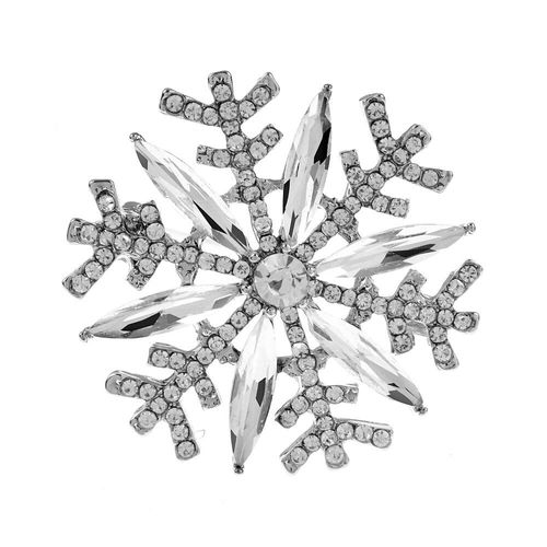 Broche Flocon De Neige En Strass Pour Femme, Couleur Blanche, Broche De Noël, Pull, Bijoux, Accessoires De Fête, Haute Qualité