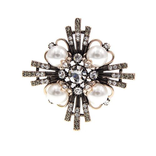Broches Croisées En Cristal Brillant Pour Femmes, Vintage, Perle, Mode, Hiver, Bijoux Baroques, 2 Couleurs, Cadeau Disponible