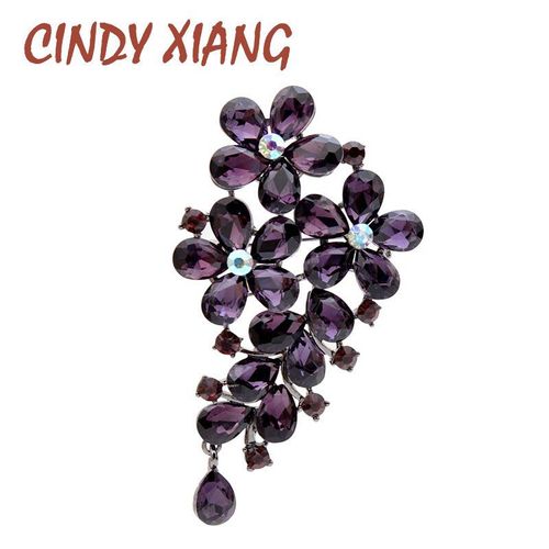 Broche À Fleurs En Cristal Violet, Grande Broche Pour Femme, Manteau, Élégant, Beau, Mode, Bijoux, Nouveau