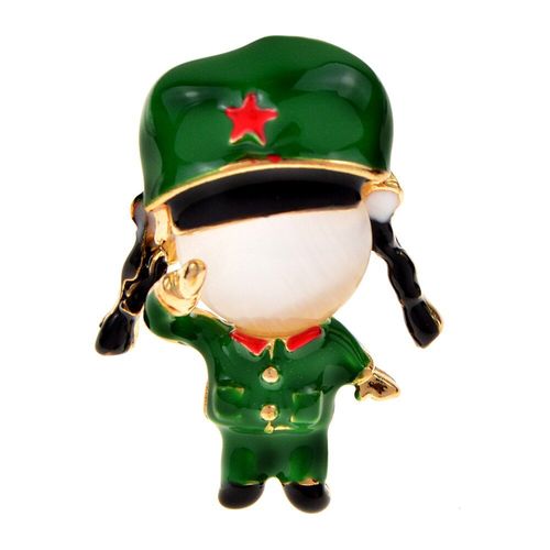 Broches Mignonnes En Émail Opale Pour Fille, Broche Créative De Dessin Animé Rouge De L'armée De Libération, Bijoux De Soldat, Cadeaux