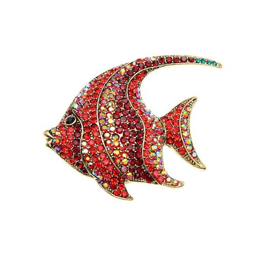 Broche Avec Strass Pour Femme, Accessoire De Haute Qualité, Style Poisson Tropical, Coloré