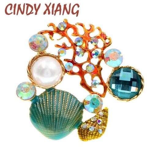 Broche En Forme De Coquillage Pour Femme, Vintage, Grand Strass, Perle, Élégante, Naturelle, Cadeau De Fête Des Mères