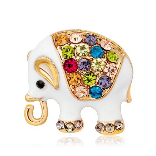 Broche D'éléphant En Strass Pour Femmes, Broche D'animal Mignon
