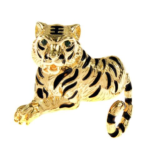 Broche Tigre Couchée, En Alliage, Broche, ¿Il Vert, Animal, Bijoux Zodiaque Année 2022, Unisexe, Accessoires D&#39hiver