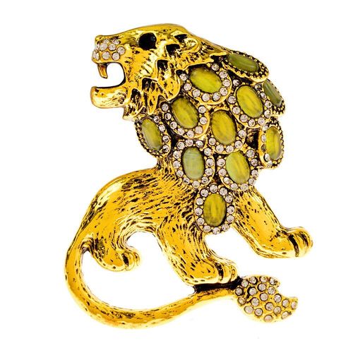 Broche Lion En Strass Unisexe, Pour Femmes Et Hommes, Broche Animal, 2 Couleurs Disponibles, Incrustation De Perles En Résine, Bijoux À La Mode