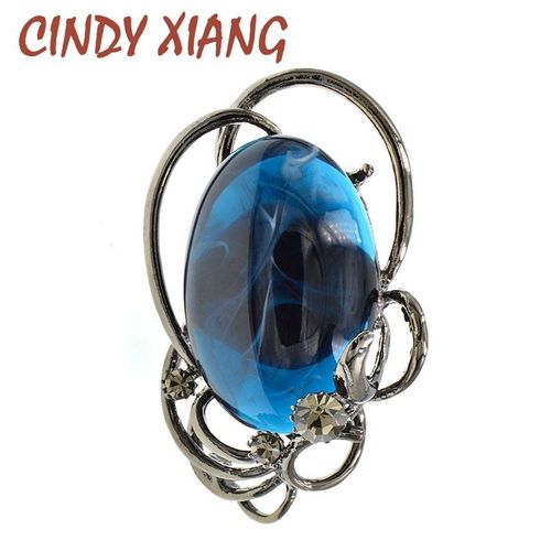 Broche Ovale En Résine Pour Femmes, Couleur Bleue, Élégante, À La Mode, Accessoires, Bijoux D'hiver, Cadeau