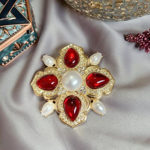 Broches Croisées En Résine Et Strass Pour Femmes, Broches En Perles, 2 Couleurs Disponibles, Accessoires Vintage De Haute Qualité