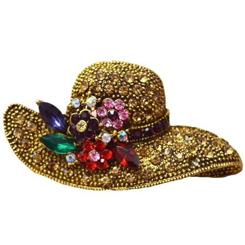 Broche Avec Gros Chapeau En Strass, 2 Couleurs, Vintage, Fleur, Antique, Bijoux À La Mode, Écharpe, Boucle, Bijoux