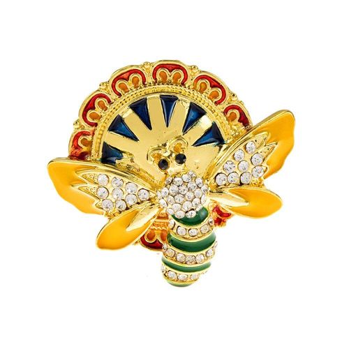 Broche Abeille En Strass Pour Femme, Bijoux À La Mode En Alliage, Matériau Plaqué Or, Accessoires Animaux