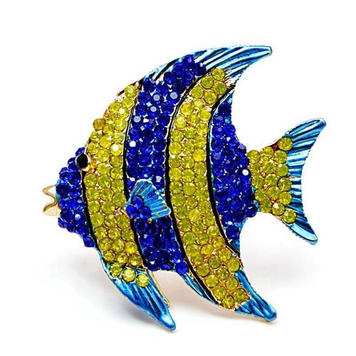 Broche Poisson Tropical En Strass Pour Femme, Manteau De Fête, Bijoux, Accessoires De Mode, Nouveauté 2018