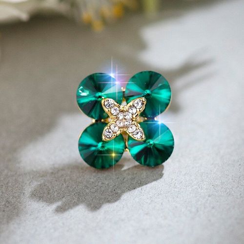 Jolie Broche À Fleurs En Cristal Vert Pour Femmes, Petite Broche À Col, Brillante, À La Mode, Pour Robe Et Chemise, Nouvelle Collection Été