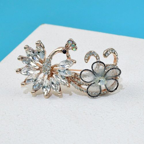 Broche En Métal Doré Pour Hommes Et Femmes, Nouvelle Broche Créative, Plante, Fleurs, Strass, Perles, À La Mode, Bijoux De Fête