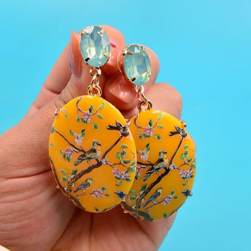 Boucles D'oreilles En Résine Imprimée, Cristal Clair, Pendentif Transparent, Cadeau De Fête Des Mères, Nouvelle Collection