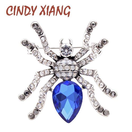 Broche Araignée En Cristal Bleu, Broche D&#39insecte Au Design Classique, Pour Femmes Et Hommes, Manteau D&#39hiver, Bijoux De Haute Qualité 2020