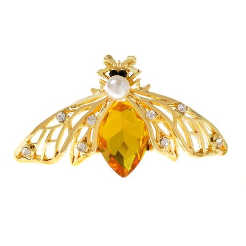 Broche À Strass Abeille Papillon Insecte, Bijoux Cristallin Couleur Jaune, Manteau D'hiver, Accessoires De Robe De Haute Qualité