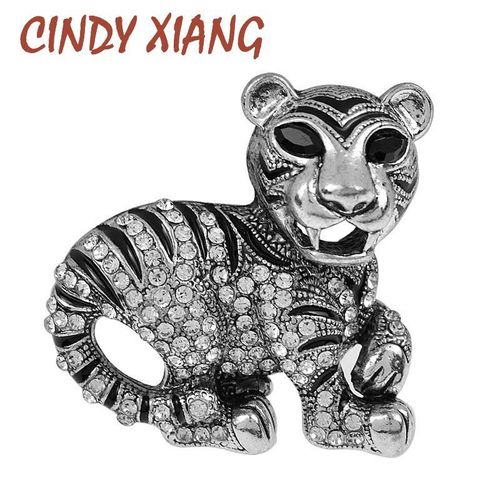 Broche Tigre En Émail Noir, Nouvelle Broche Élégante En Métal Avec Strass Du Zodiaque, Pour Femmes Et Hommes, Bijoux Cadeaux