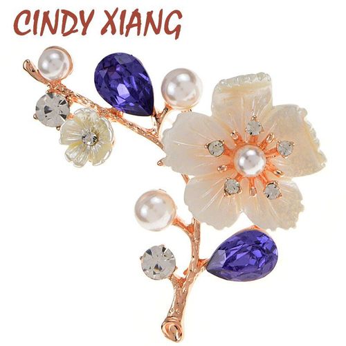 Broches Fleur Coquillage Et Perle Pour Femmes, Nouvelle Collection, Mode Élégante, Cristal Violet, Bijoux Cadeau De Mariage