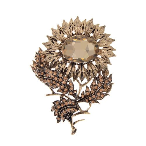 Broche Tournesol Antique Pour Femmes, Vintage, Plante En Cristal, Strass, 2 Couleurs Disponibles, Haute Qualité, Nouveau