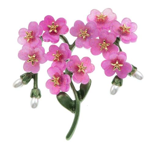 Broches À Fleurs En Résine, Peinture En Aérosol, Feuilles Vertes Muettes, Ne Pas Oublier, Broches, Simulation De Perles, Plantes, Écharpe, Badge