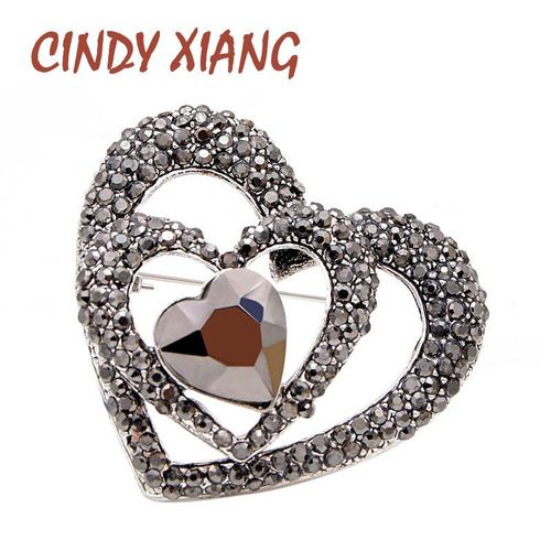 Broche C¿Ur Noire En Strass Pour Femme, Accessoire De Mode Pour Mariage, Élégant, Bijoux Pour Maman