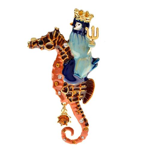 Broches Créatives Pour Hommes, En Émail, Style Hippocampe, Animal Mignon, Dessin Animé, Pendentif En Strass, Bijoux Pour Enfants