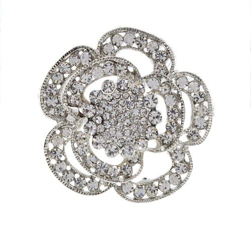 Broche En Strass Pour Femmes, Vintage, Couleur Or Argent, Cristal Rond Fleur, Écharpe De Revers, Bijoux Cadeaux, Nouvelle Collection