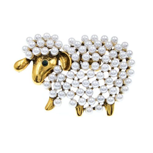 Broches En Forme De Mouton Pour Femmes Et Hommes, Jolies Perles, Blanches, Grises, Animaux, Décontractées, Pour Fête, Cadeaux, Bijoux De Fête
