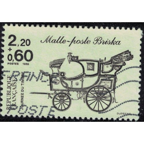 France 1986 Oblitéré Used La Malle Poste Briska Brun Foncé Sur Jaune Clair Y&t 2411 Su