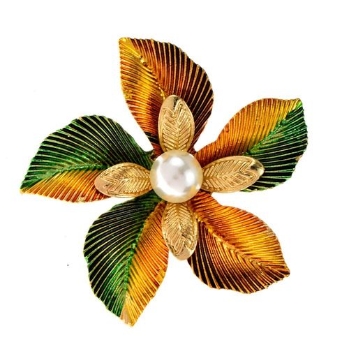 Broches À Fleurs En Métal, Vintage, Double Couche, Pour Femmes Et Hommes, Accessoires Pour Plantes En Émail, Bijoux De Couple, Cadeaux De Noël