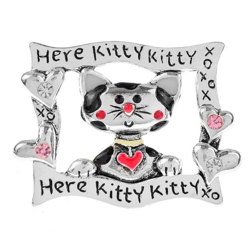 Broche Vintage En Forme De C¿Ur, En Alliage, Couleur Argent, Chat, Animal, Bijoux