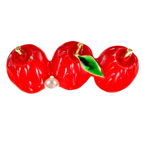 Broche Pomme Rouge En Émail Pour Femmes Et Hommes, Jolie Broche En Forme De Fruit, Style Western Christmas Eve Festival, Bijoux Cadeaux, Nouvelle Collection